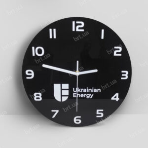 Годинник з чорного акрилу з аплікацією білою плівкою