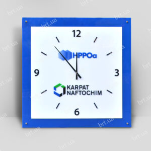 Годинник з інкрустацією акрилом на металевих тримачах для кріплення на стіну