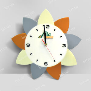 Акриловий годинник у формі квітки з логотипом компанії