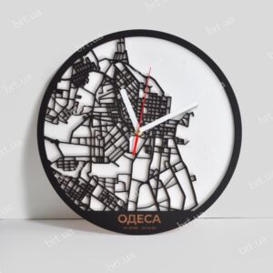 Карта Одеси - годинник з двох шарів дерева