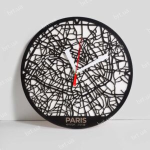 Мапа Парижа - дерев'яний двошаровий годинник