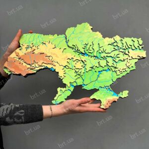 3д-мапа України з дерева 52х35 см