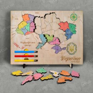 Пазл карти України А4 формату з двох шарів фанери
