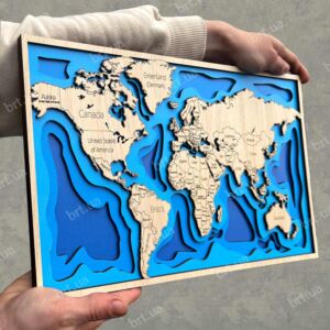 3D-картина мапи світу з дерева
