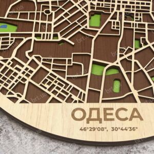 Фрагмент плана з гравіюванням назви міста і координат