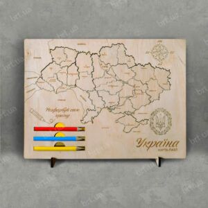 Мапа-пазл України для розмальовки олівцями А4 формату